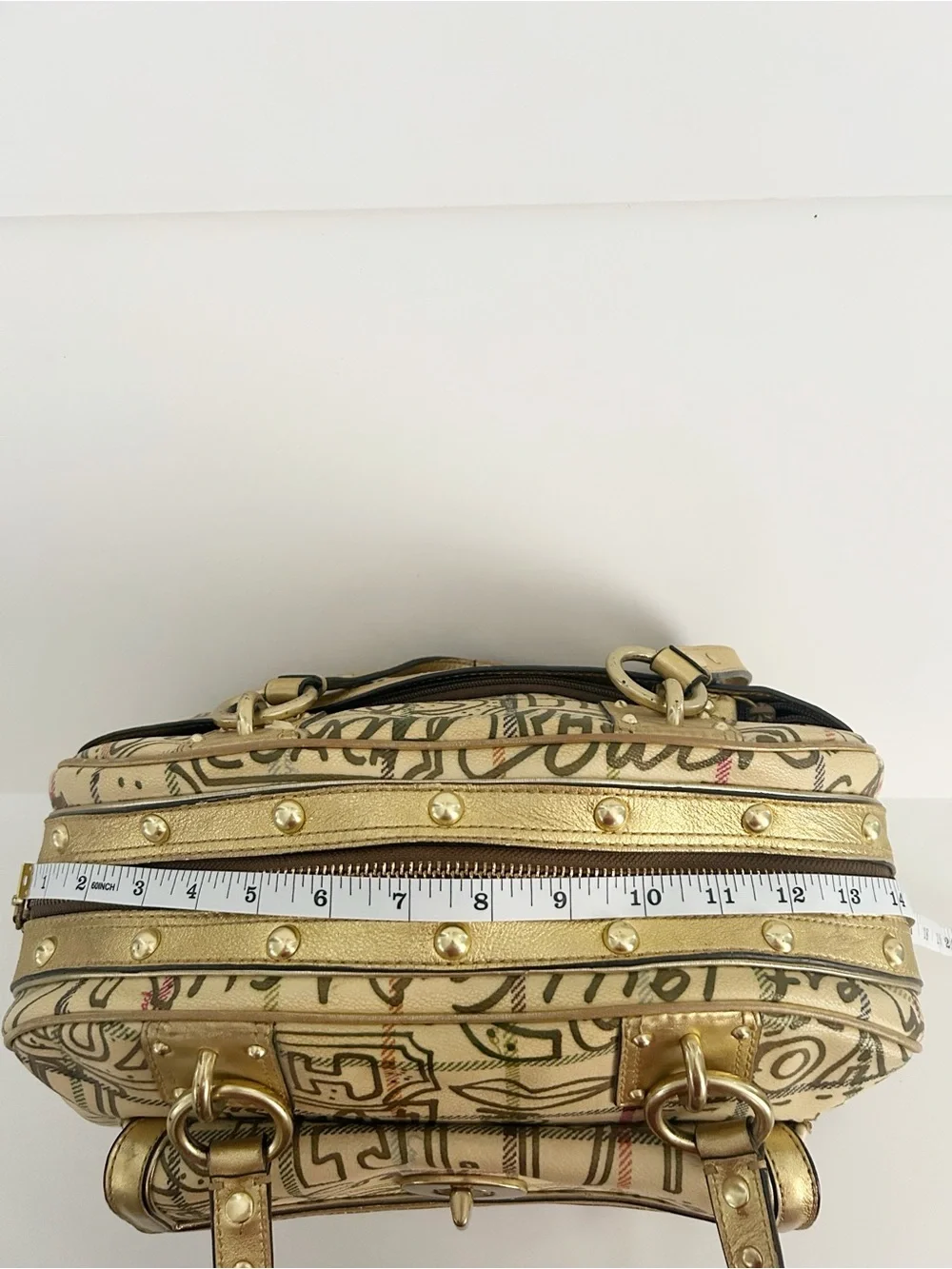 Vintage Coach Poppy Chelsea Graffiti Gold Tattersall Dome Satchel Purse